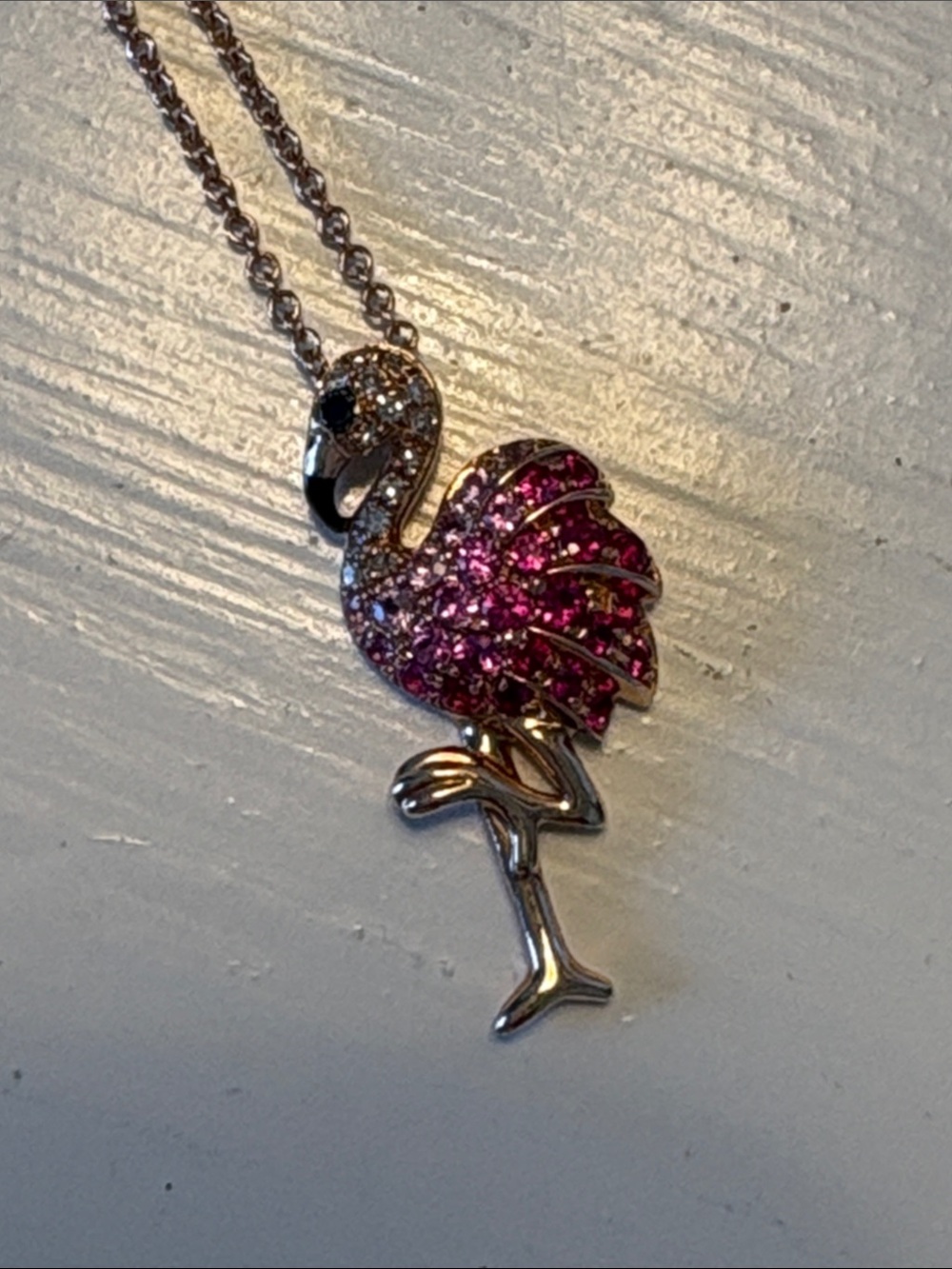 Rose gold pink flamingo necklace